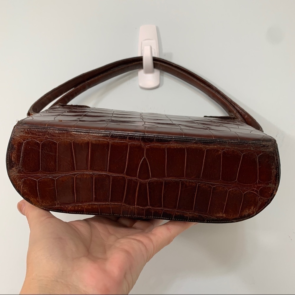 Nettie Rosenstein | Crocodile Vintage Structured Box Style Double Top Handle Bag - Picture 17 of 17